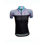 Camisa ciclista feminina azul & rosa Crisracca